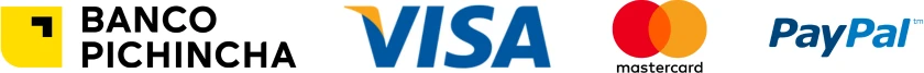 Aceptamos Banco Pichincha, Visa, Mastercard y PayPal